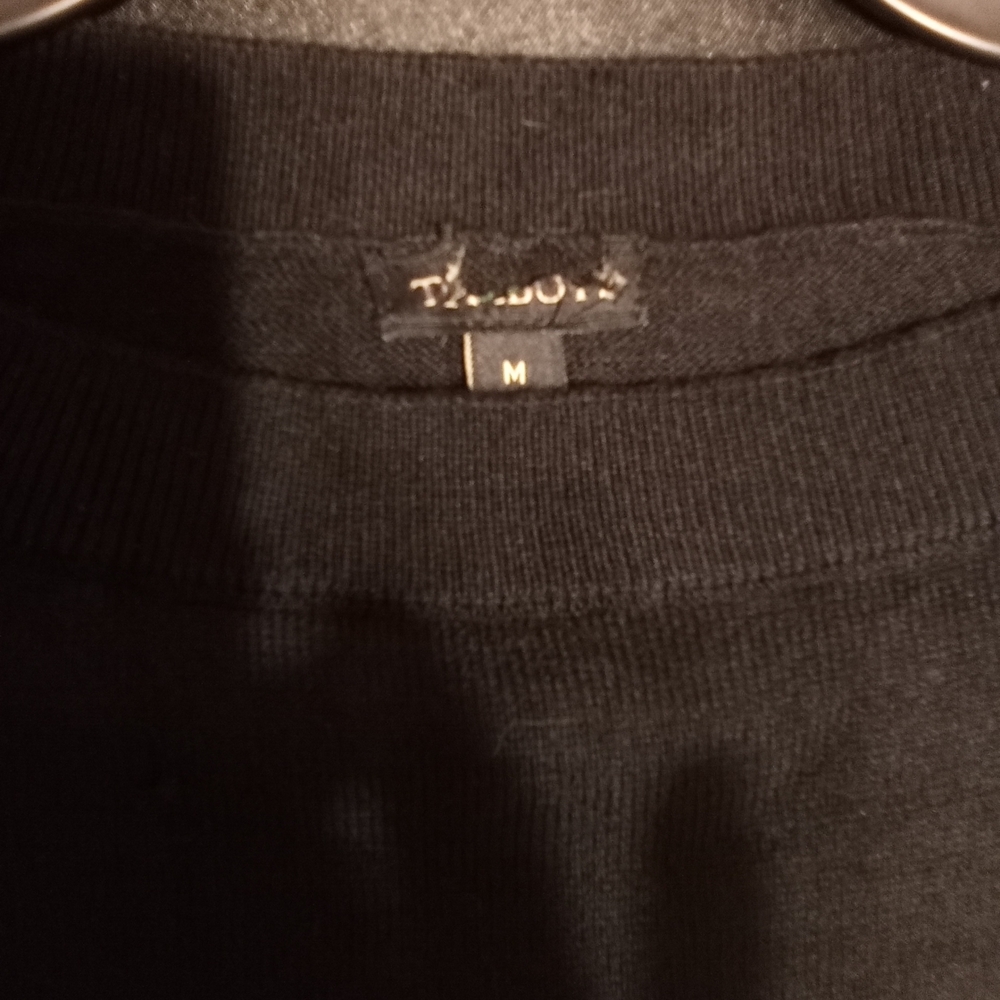 Preppy Black Sweater With White Stripes Size Medium By Talbots - Picture 4 of 4